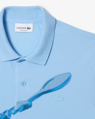 Lacoste Movement Polo em piqué ultraleve com estampa Lacoste