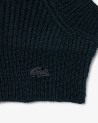 Balaclava em Malha Canelada de Lã Feltrada