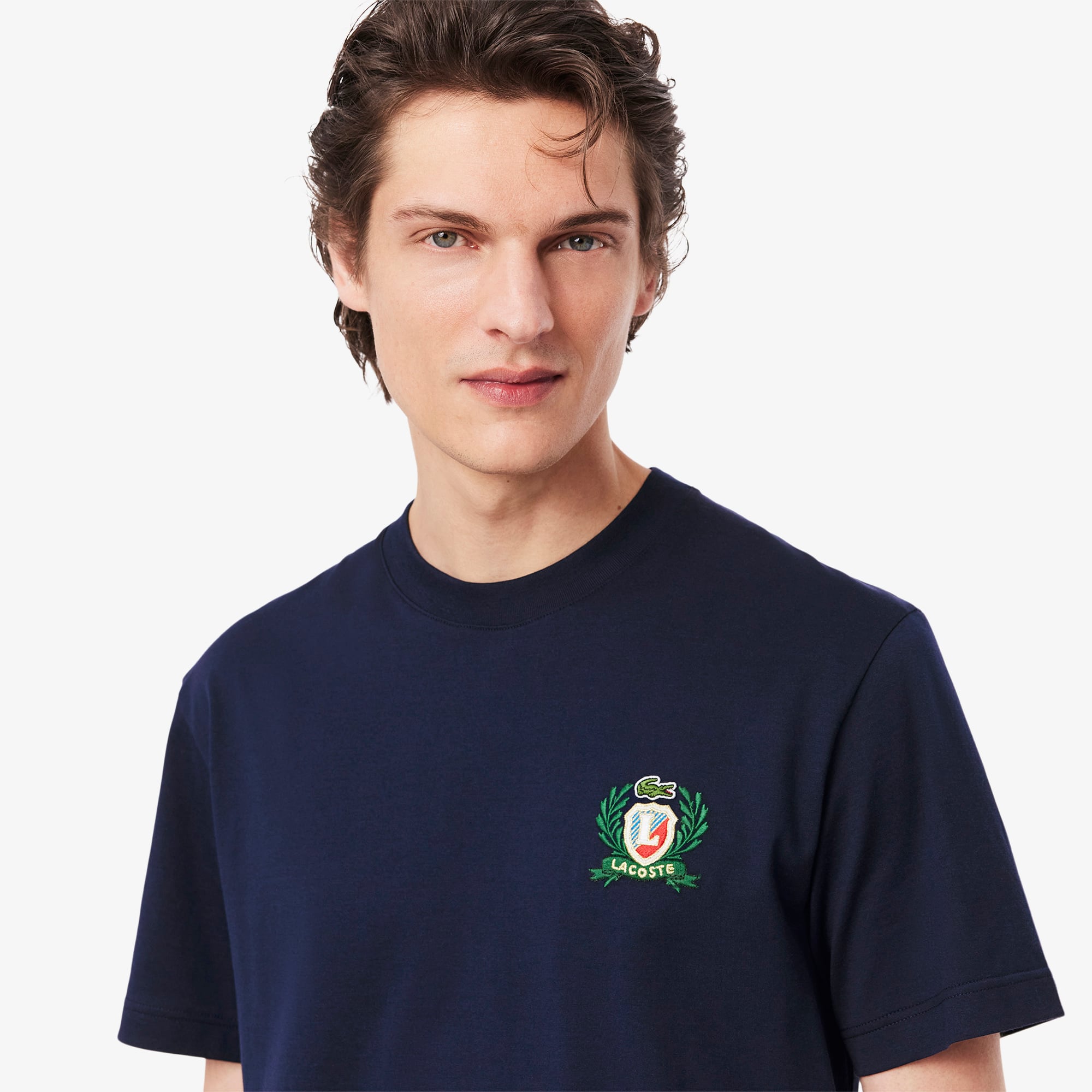 Camiseta de Malha com Emblema no Peito Lacoste em Malha