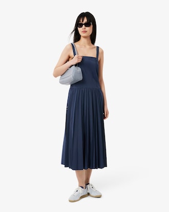 Vestido Longo Plissado com Al&ccedil;a