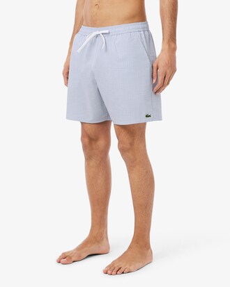 Sunga bermuda listrada de comprimento m&eacute;dio com textura