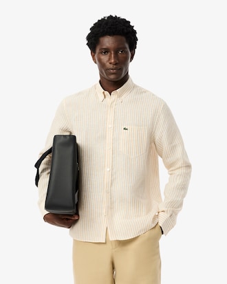 Camisa de Lino Rayada Fit Regular