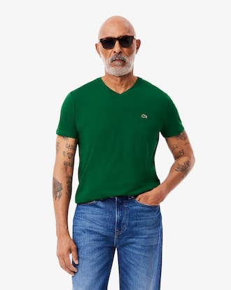 Camiseta de Algod&atilde;o Pima Leve com Gola V