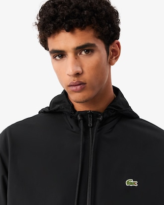 Jaqueta curta impermeável com capuz removível