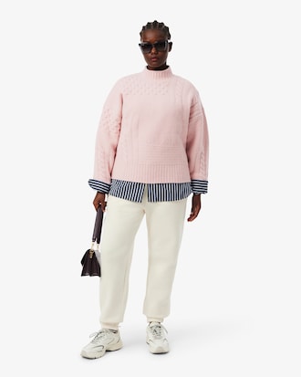 Su&eacute;ter de L&atilde; de Gola Alta com Efeito Patchwork