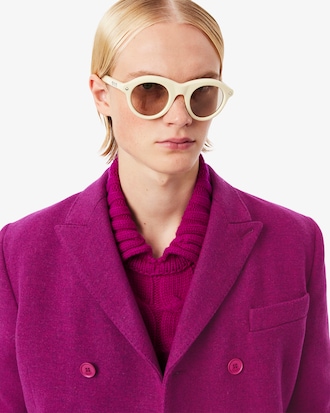 Blazer de Lã Marmorizada com Botões Duplos Da Coleção Runway