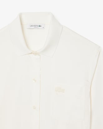 Camisa Slim Fit com Gola Canelada em Tecido Fluido