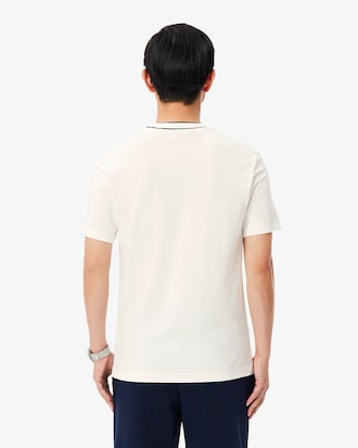 Camiseta de Piqu&eacute; com Gola Listrada em Stretch