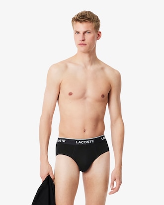 Pacote com 3 Cuecas Briefs Lisas de Algod&atilde;o