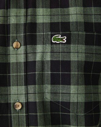 Camisa masculina Regular Fit em sarja de algod&atilde;o xadrez