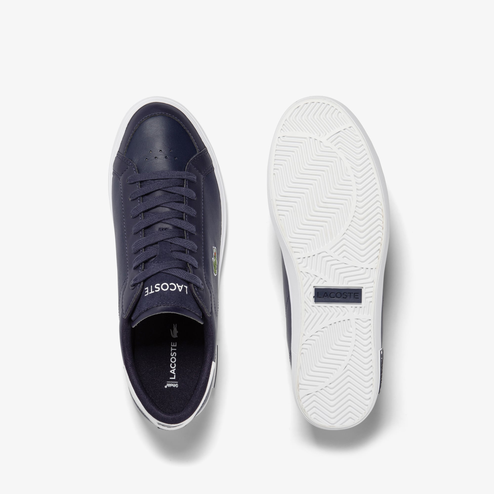Tênis masculino Lacoste Powercourt em couro com colorblock - Tênis