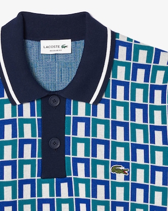 Suéter Polo de Algodão com Motivo Gráfico