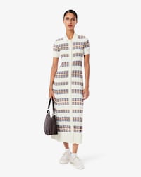 Vestido de Colarinho Polo de Malha Canelada
