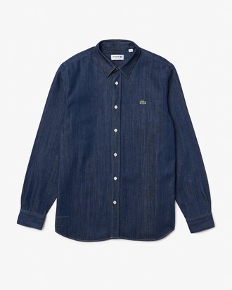 Camisa de hombre Lacoste regular fit en denim de algod&oacute;n ecol&oacute;gico