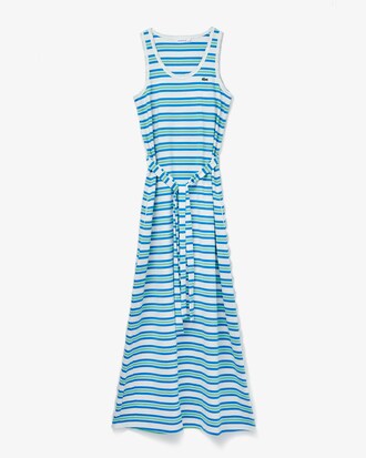 Vestido feminino longo em algod&atilde;o listrado