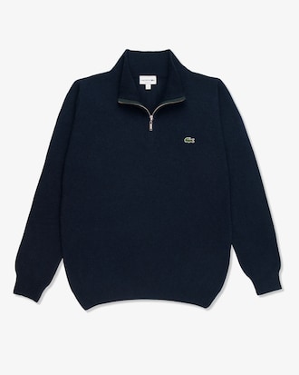 Sweater de Lana con Cuello con Cierre Fit Regular