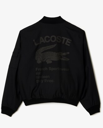 Jaqueta college unissex em l&atilde; com logo nas costas