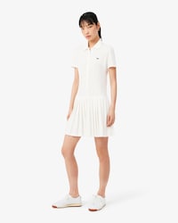 Vestido Polo Plissado em Piqu&eacute; Stretch