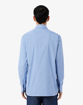 Camisa de Popeline Stretch Listrada com Modelagem Ajustada