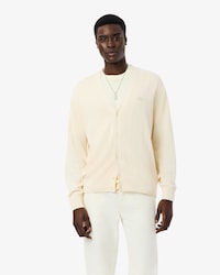 Cardig&atilde; em Malha Canelada de Algod&atilde;o com Mistura de Fibras