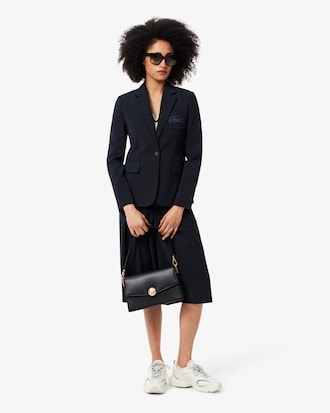 Blazer De Lana Con Logo Bordado Al Cuerpo