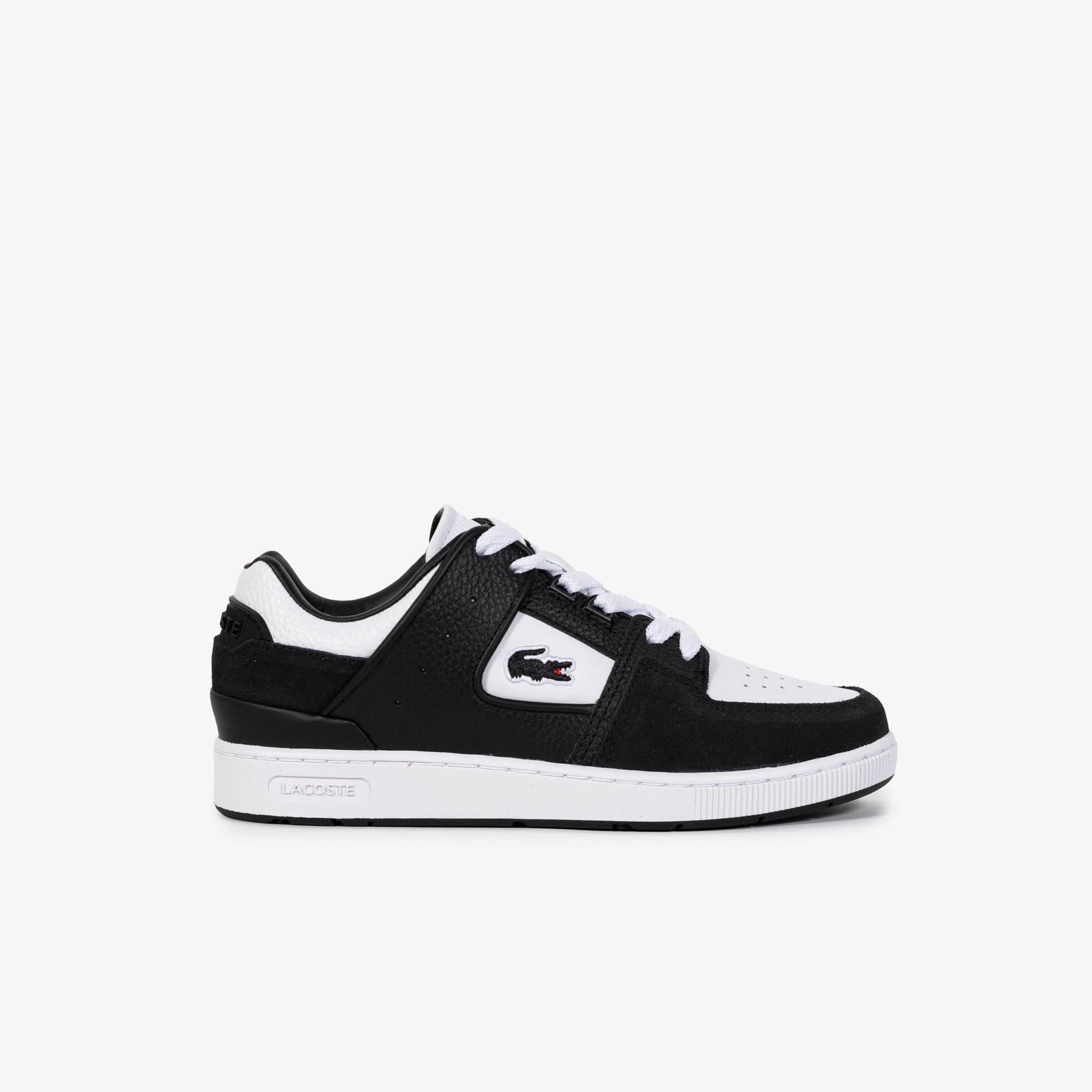 kooo　黒　36 Tênis Feminino de Couro Court Cage Lacoste de Cano baixo