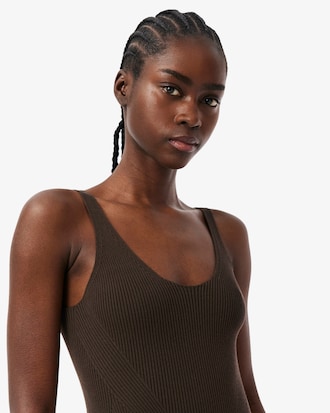 Vestido Longo Sem Mangas em Tric&ocirc; Canelado