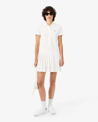 Vestido Polo Plissado em Piqu&eacute; Stretch