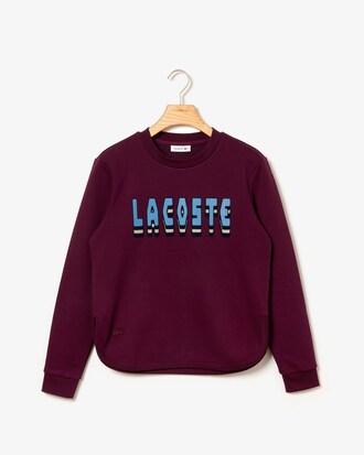 Moletom feminino em fleece com decote careca e assinatura Lacoste