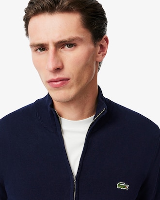 Suéter em Algodão com Zíper e Gola Alta