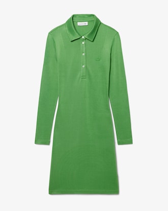 Vestido Polo em Piqu&eacute; com acabamento acetinado fluido