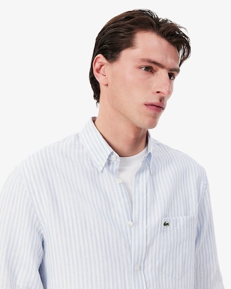 Camisa de Lino Rayada Fit Regular