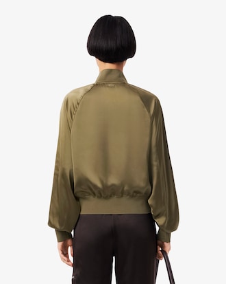 Campera Bomber Oversized de Satén Bordada