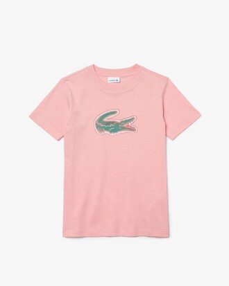 Camiseta infantil em algod&atilde;o com estampa de crocodilo