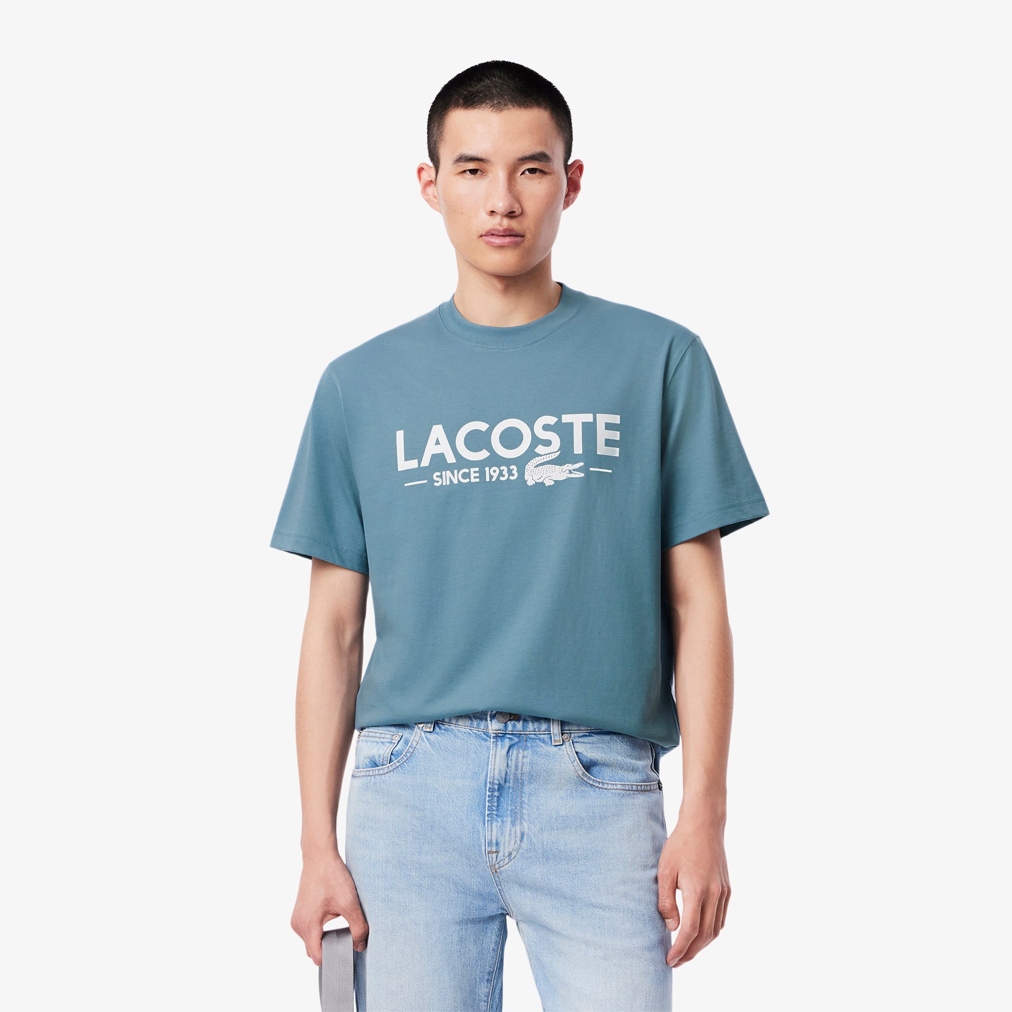 latte様1 Camiseta em Algodão Lacoste Since 1933 de Caimento Clássico