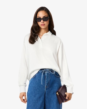 Polo Oversized de Satén con Mangas Largas