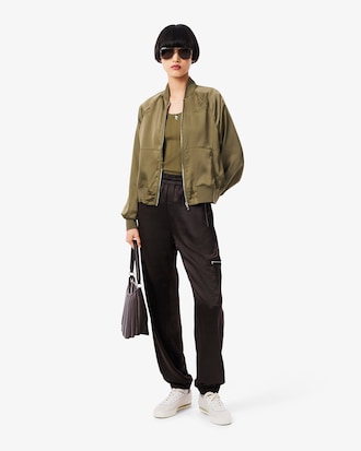 Campera Bomber Oversized de Satén Bordada