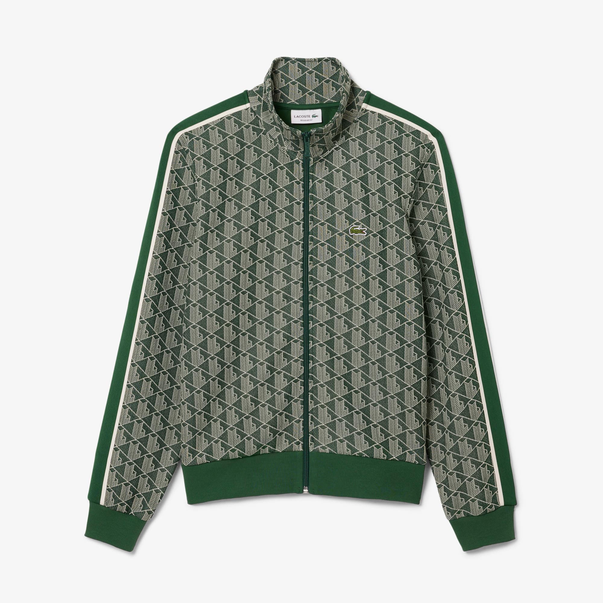 Moletom com Zíper Lacoste Paris em Jacquard Estampado