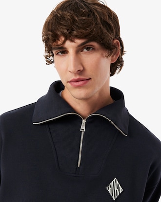 Moletom em Piqu&eacute; com Gola com Z&iacute;per e Caimento Amplo