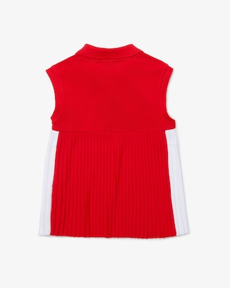 Polo infantil Lacoste em algod&atilde;o plissado