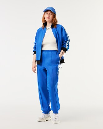 Moletom feminino com modelagem solta, z&iacute;per e listra com logo