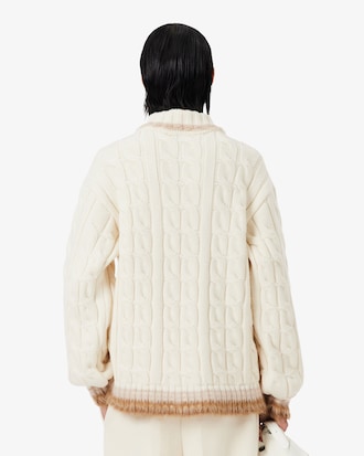 Su&eacute;ter de Gola Polo em Malha de L&atilde; com Padr&atilde;o Tran&ccedil;ado