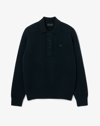 Suéter com Gola Polo em Lã Feltrada Runway