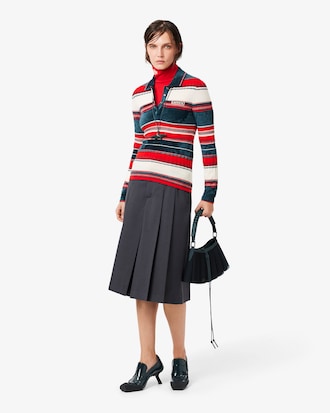 Sweater con cuello polo de rayas texturizadas Runway