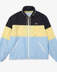 Jaqueta masculina resistente &agrave; &aacute;gua em colorblock com capuz embutido