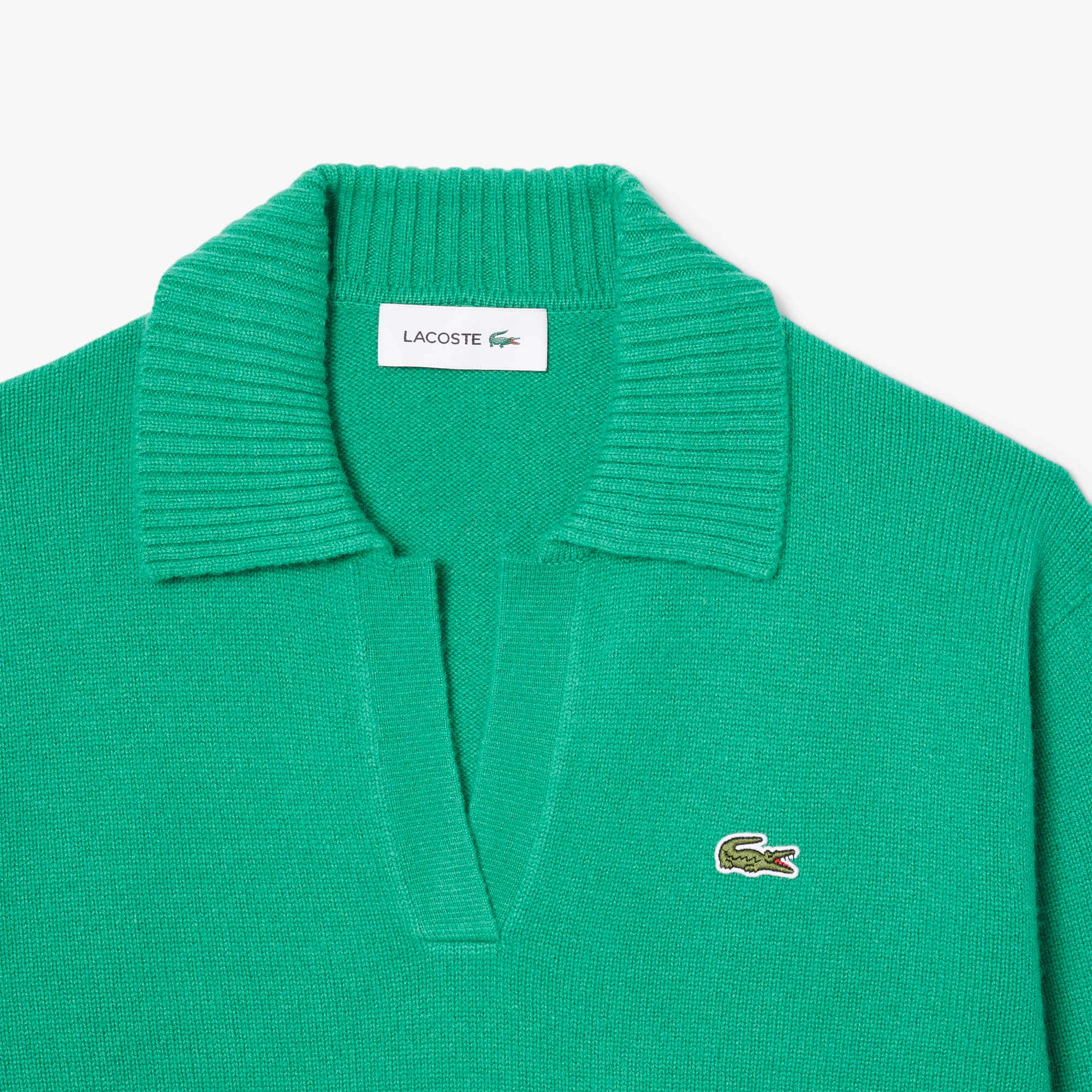 Suéter Feminino de Cashmere com Gola Polo e Malha 3D Lacoste