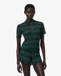 Su&eacute;ter com Gola Polo em Malha Pointelle