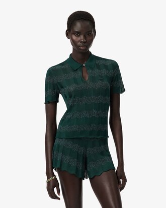 Su&eacute;ter com Gola Polo em Malha Pointelle