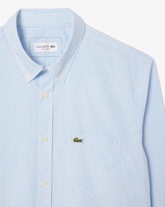 Camisa em Popeline Gingham de Caimento Regular