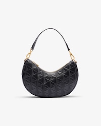 Cartera Medialuna De Cuero Con Relieve Maheki
